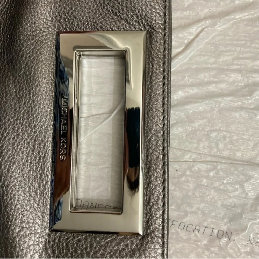 Michael Kors silver leather evening clutch bags